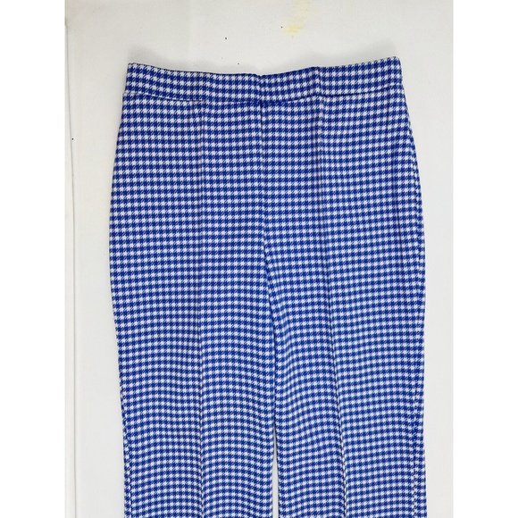 VTG 70s Houndstooth Plaid Knit High Rise Wide Leg Pants Disco - Picture 2 of 12